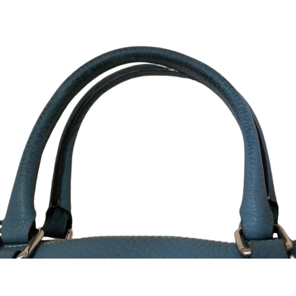 Dooney & Bourke Pebble Grain Leather Blue Zip Top Dome Satchel - Picture 9 of 12